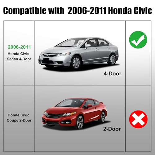 Window Molding Trim Seal for Honda Civic 2006-2011 Accessories, Outer Door Black Rubber Weather Stripping Belt, Replacement 72450-SNA-A01 (4PCS) - size: 2006-2011 Honda Civic