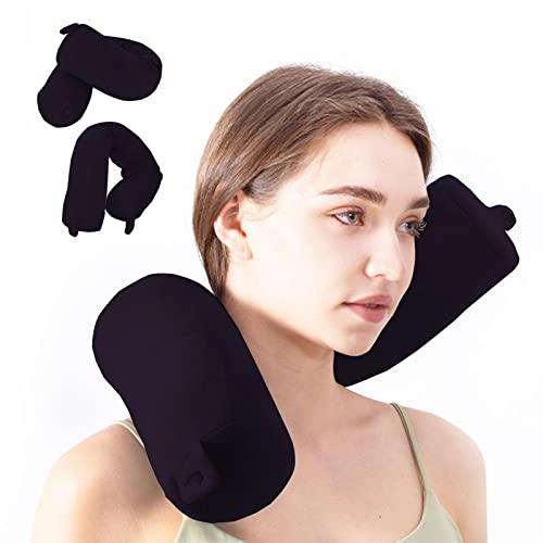 Travel Pillow-Twist Memory Foam Neck Pillow Support Pillow, Used for Neck, Chin, Waist and Leg Support-Suitable fo Airplanes, Buses, Trains. - color: Black