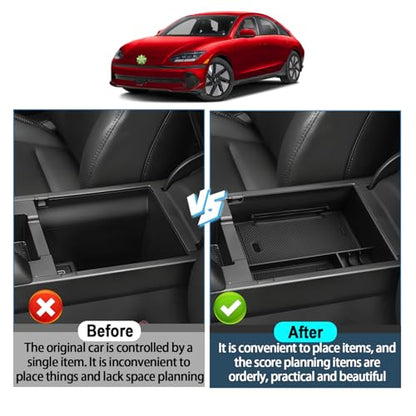 Ruiya 2025 2026 Ioniq 6 Center Console Organizer for Hyundai Ioniq 6 Accessories Armrest Console Glove Tray Compatible with 2023 2024 2025 2026 Hyundai Ioniq 6 SE/SEL/Limited - color: 2023+ Hyundai Ioniq 6