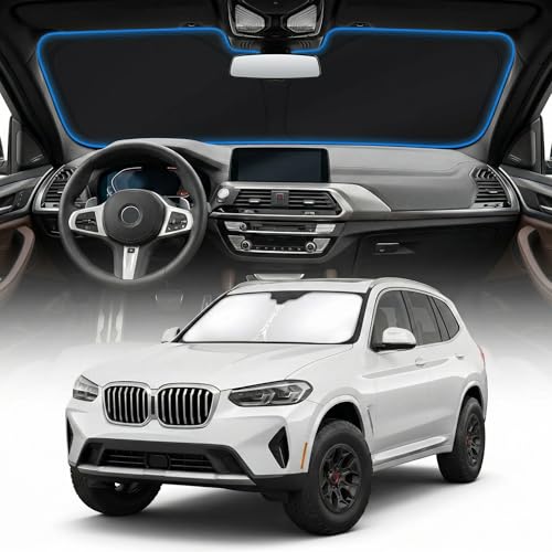 for BMW X3 Sun Shade Windshield Cover - Custom Fit X3 Accessories 2018-2025 2026 Sunshade Foldable UV Protection & Heat Shield Sun Visor Accessories - size: For Bmw X3 2018-2026