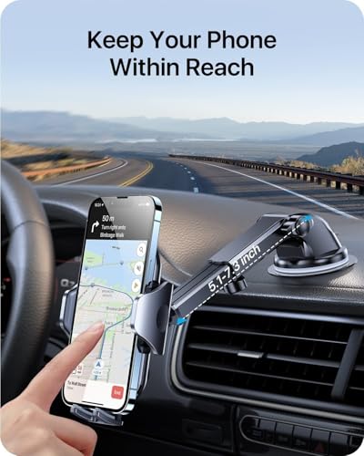andobil Car Phone Holder Mount (Strong Suction&Bumpy Road Stable) Phone Holders for Your Car, Cell Phone Car Mount for Windshield Dash Vent Truck Cradle Stand for iPhone 17 16 15 14 Pro Max Grey - color: Grey