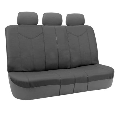 FH Group Car Seat Covers Rome PU Leather Split Bench Seat Covers w. 3 Headrests - Fit Most Car, Truck, SUV, or Van (Solid Gray) PU009013 - color: Gray, size: Rear Set