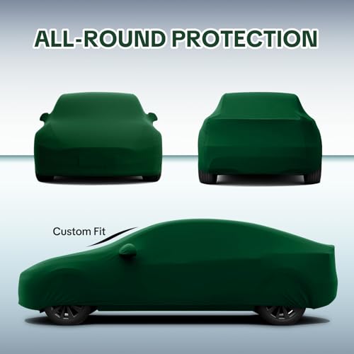 WinPower Indoor Car Cover, Fit Sedan 193-206 Inch Soft Stretch Breathable Dustproof Scratch Protection Elastic Full Cover for Underground Garage Auto Show, Green - size: XL-CAR(193-206 Inch)