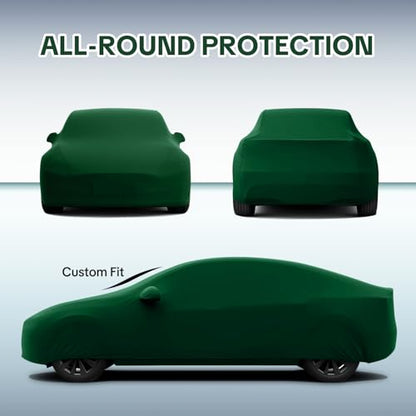 WinPower Indoor Car Cover, Fit Sedan 193-206 Inch Soft Stretch Breathable Dustproof Scratch Protection Elastic Full Cover for Underground Garage Auto Show, Green - size: XL-CAR(193-206 Inch)