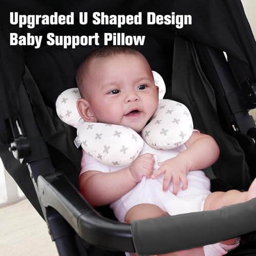 KAKIBLIN Baby Travel Pillow, Baby Neck Pillows for Car Seat, Upgraded Babies Head Pillow, Head and Neck Support Pillow for Car Seat, Stroller, Pushchair, Travel(Twig) - color: Twig