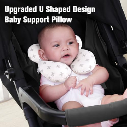 KAKIBLIN Baby Travel Pillow, Baby Neck Pillows for Car Seat, Upgraded Babies Head Pillow, Head and Neck Support Pillow for Car Seat, Stroller, Pushchair, Travel(Twig) - color: Twig