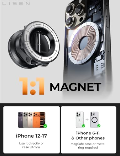 LISEN for Magsafe Car Mount, Magnetic Phone Holders for Your Car, Car Phone Holder Magnetic, Car Accessories for Women Men Ford Jeep Truck BMW, Gifts for iPhone 17 Pro Max 16 15 14 13 12, 2Pack