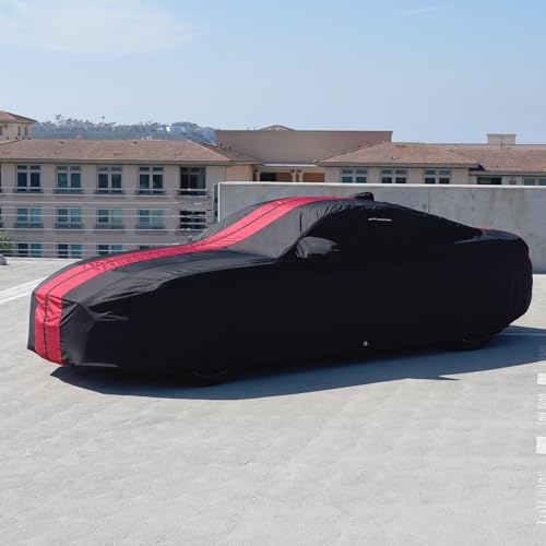 iCarCover Premium Heavy Duty Car Cover - Waterproof All Weather Rain Snow UV Protection, Camaro, Trans AM, XJS, GranTurismo, LXS SC, Firebird, Size C14 (See Size Chart), Stripe - Black/Red - color: Sedan & Coupe - Black/Red, size: C14 for Sedan & Coupe (1