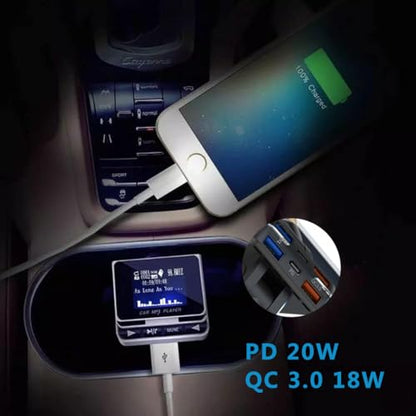 Bluetooth FM Transmitter for Car, Wireless Car Radio Adapter, Handsfree Auto Kit with Remote Control, MP3 Music Player Support USB Charger Siri Google Assistant U Disk/TF Card/Aux