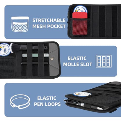 Car Sun Visor Organizer, Heavy Duty Molle Panel with Double Zipper Multi-Pockets & Glasses Clip, Tactical Storage Pouch for Cars, SUVs, Trucks (2 Pack) - size: 2 Pack