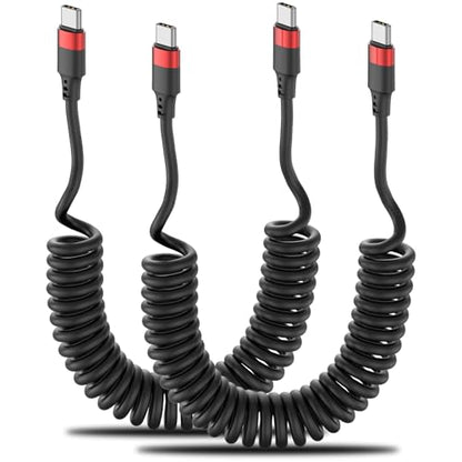 Coiled USB C to USB C Cable, 2 Pack 3FT USBC Car Charger Cord, USBC to USBC Coiled Cable Fast Charging for Carplay, iPhone 17/16/15 Plus/Pro Max, Samsung Galaxy S25 S24 S23, Pixel 10 9 - size: 3ft Usb C-c