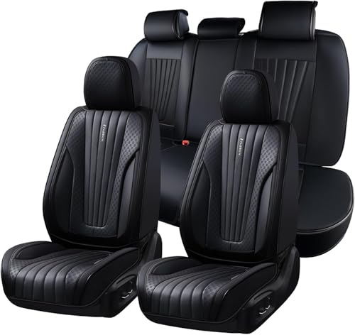 FLORICH Car Seat Covers, Premium Leatherette Car Seat Cushions Full Set, Black Seat Covers for Cars Front Seats and Back, Automotive Seat Protectors Universal Fit for Most Sedans Cars SUV Trucks - color: Black, size: Fullset