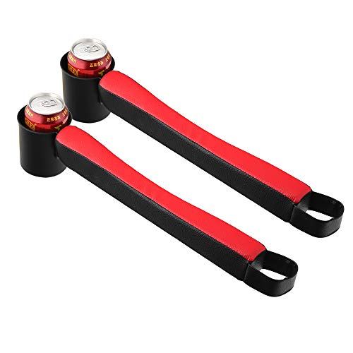 Supin 2 Prices Car Seat Gap Filler Pad PU Leather Console Side Pocket Organizer and one Cup for Cellphone Wallet Coin Key (Black+Red) - color: Black+Red