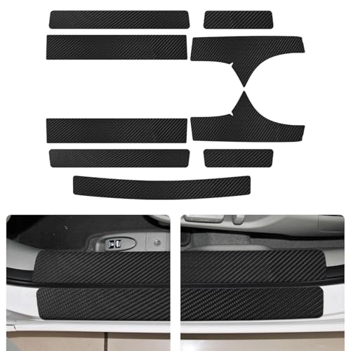 Bilisin 9PCS Car Door Sill Protector Compatible with Honda Civic 9th Gen 2012-2015,Carbon Fiber Leather Auto Trunk Door Sill Entry Guard Scratch Protector Accessories - color: Civic 9th Gen 2012-2015
