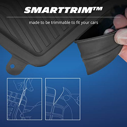 Michelin All-Weather Car Floor Mats Heavy Duty Floor Mats Protection, 4 pcs, Smart Trim Tailor Fit, Clint Back, Secure GripClip, Full Coverage Odorless Non-Slip Car Floor Mats – FL1018 Gray