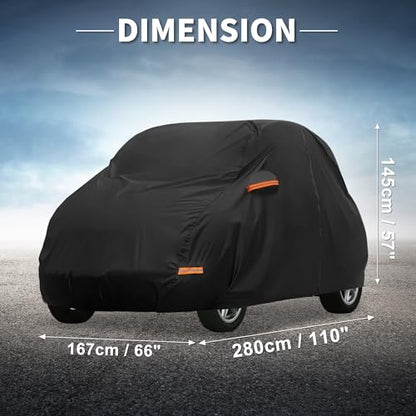 X AUTOHAUX Car Cover for Smart Fortwo 2007-2019 Aluminum Film Outdoor Waterproof Sun Rain Snow Hail Protection with Driver Door Zipper - size: for Smart Fortwo 2007-2019