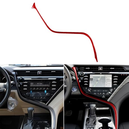 Red Durable Carbon Fiber Compatible with Toyota Camry 2018-2024 2019 2020 2021 2022 2023 Accessories Car Center Console S-Shaped Strip Interior Trim Sticker - color: Center Console Trim