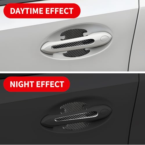 1 Pack 8 Pcs Car Door Handle Protector Reflective Stickers Universal Auto Door Handle Paint Guard Cover, Self-Adhesive Fits Fou Most Vehicle (Carbon Fiber Black) - color: Carbon Fiber Black