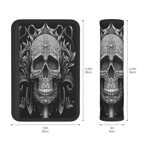 Gothic Black Skull 2 PCS Car Seat Belt Pad Cover for Adults, Suitable for Car Seat Belt Backpack Shoulder Bag - color: Gothic Black Skull 2
