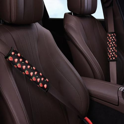 Red Strawberry Car Seat Belt Cover Shoulder Safety Strap Covers Pads Fashion Auto Interior Anti-Slip Shoulder Strap Protect Fit for Most Cars, Vehicles, SUVs - color: Red Strawberry