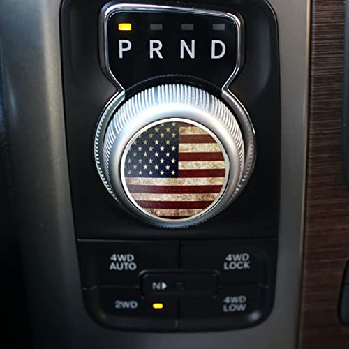 American Flag Emblem Gear Shift Switch Knob Cover Aluminium Dial Shifter Trim Plate for Dodge Ram 1500/2500, Dodge Durango, Chrysler 300/200/Pacifica & Voyager (American Flag A) - color: American Flag A