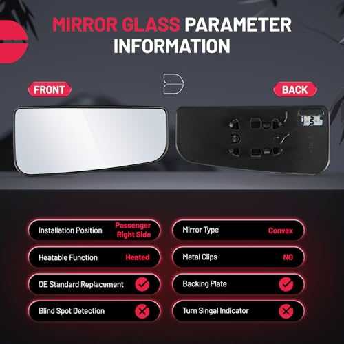 BDFHYK Mirror Glass Compatible with 2015-2021 F-150, 2017-2022 F-250 F-350 Super Duty Side View Exterior Mirror with Backing Plate, Replaces FL3Z17K707J, Heated (Right Lower Side) - size: Right Passenger Side, style: 2015-2021 F-150