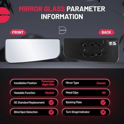 BDFHYK Mirror Glass Compatible with 2015-2021 F-150, 2017-2022 F-250 F-350 Super Duty Side View Exterior Mirror with Backing Plate, Replaces FL3Z17K707J, Heated (Right Lower Side) - size: Right Passenger Side, style: 2015-2021 F-150