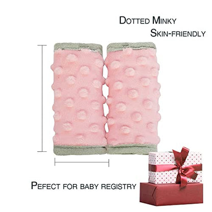 DODO NICI car seat Strap Cover for Baby, seat Belt Cover Cushion, Belt Pads fit Baby Carrier/Pushchair/Stroller, Cozy Peace Dotted Minky, Solid Pink - color: Solid pink