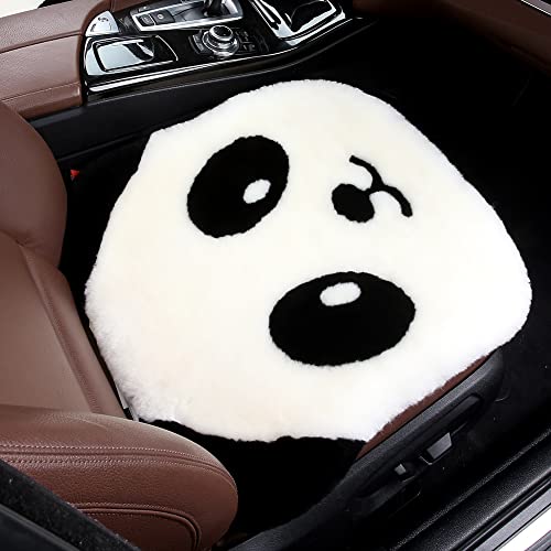 LLB Genuine Sheepskin Car Seat Cushion Seat Covers for Cars Trucks SUV Comfort Seat Protector Pad for Car Driver Seat Car Accessories for Women Office Chair Car Decor (Panda, Front Seat Cushion-1 Pc) - color: Panda, size: Front Seat Cushion-1 Pc