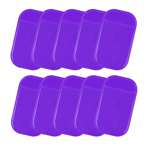 10PCS Car Dashboard Non-Slip Mat, Multifunctional Anti-Slide Sticky Pad for Auto Dashboard, Anti-Slip Dash Pad for Cell Phone, Radar Detector, Keys, Glasses, GPS, Coins (Purple) - color: Purple