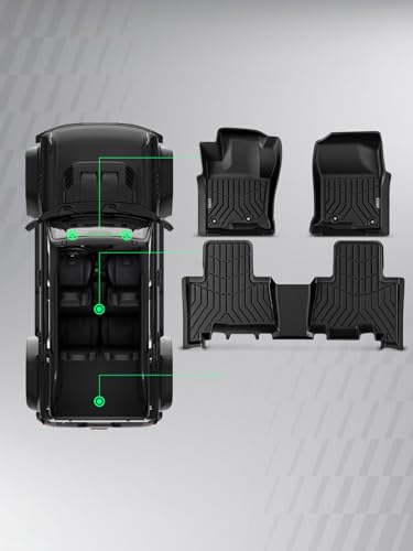 YHTAUTO Automotive Floor Mats Compatible with Toyota 4Runner 2013-2024 (Only for 7 Seat), TPE All Weather Custom Fit Automotive Floor Liner, 1st & 2nd Row, Set of 3 - size: For 2013-2024 4Runner