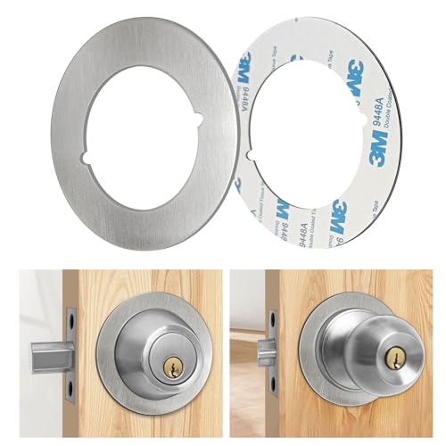 Door Knob Backing Plates Round Version, Satin Nickel, Thick, Door Reinforcement Plate, Scar Plates for Door Knob/Deadbolt, Door Handle Cover Filler Fixing Repair Backplate - color: Satin Nickel, size: 2 Pack