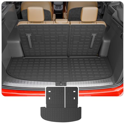Cargo Mat Compatible with 2020-2025 Kia Telluride (NOT for 2027) Trunk Mat Cargo Liner Trunk Liner All Weather Back Seat Protector 2024 Telluride Accessories (Trunk Mat with Backrest Mat) - style: For Kia Telluride | 2020-2025