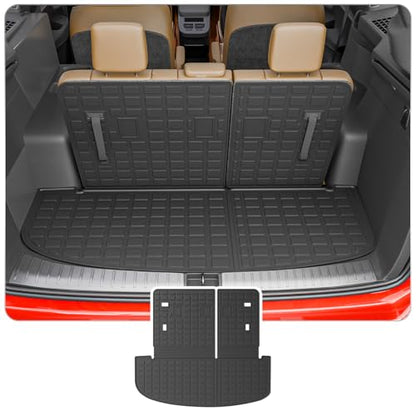 Cargo Mat Compatible with 2020-2025 Kia Telluride (NOT for 2027) Trunk Mat Cargo Liner Trunk Liner All Weather Back Seat Protector 2024 Telluride Accessories (Trunk Mat with Backrest Mat) - style: For Kia Telluride | 2020-2025