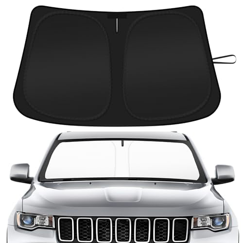 Car Windshield Sun Shade Compatible with 2014-2024 2025 2026 Jeep Grand Cherokee Accessories Foldable Front Window Sunshade Custom Windshield Sun Visor - size: For 2014-2026 Jeep Grand Cherokee