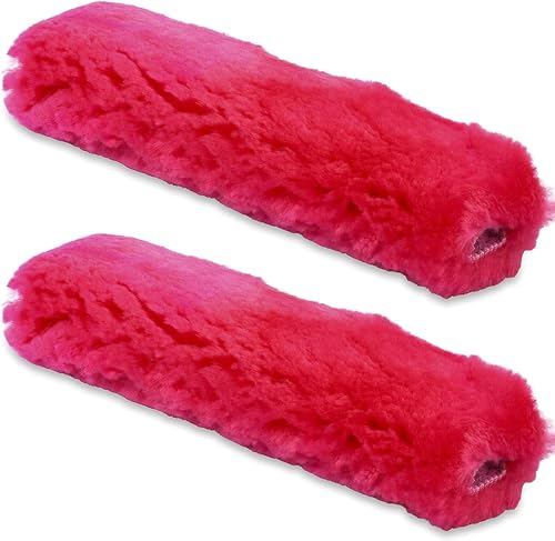 Andalus Genuine Sheepskin Car Seat Belt Cover Pad – Soft Fuzzy, Comfy Fluffy Seatbelt Covers, Shoulder Pad Neck Cushion Protector, Car Accessories for Woman, Man, Girl (Korean Red, 2-Pack) - color: Korean Red