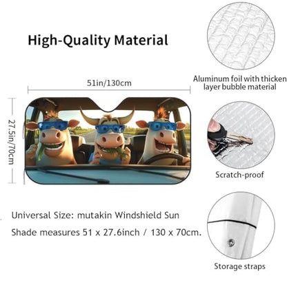 Funny Cow Car Sun Shade Windshield Sunshade Foldable Front Window Shield Cover for Truck SUV - color: Blue4