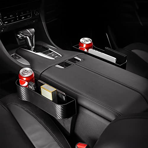 2 Packs Car Seat Gap Filler Organizer, Multifunctional Seat Gap Storage Box with Cup Holder, Console Side Extra Pouchs with USB Car Charger, Auto Accessories for Cellphone Wallet Key