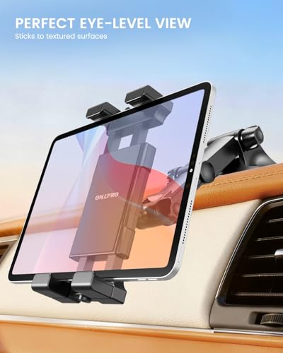 OHLPRO Tablet Holder for Car Dashboard & Windshield, Long Arm Suction Cup Tablet Mount Fits 5-17" iPad Pro/Air/Mini, Stable iPad Car Mount for Truck/SUV/Semi, Ideal Tech Gift for Drivers & Traveler - size: for 5-17'' Device
