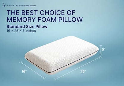 Vaverto Memory Foam Pillow 2-Pack – Cooling Gel-Infused Orthopedic Pillows for Neck and Shoulder Pain Relief, Firm Support with Removable Viscose Made from Bamboo Covers – Set of 2 Standard Size - size: Standard (Pack of 2)