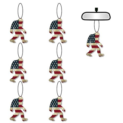 6 Pcs USA Flag Bigfoot Sasquatch Car Air Fresheners, Funny Hanging Air Fresheners Long Lasting Cute Car Mirror Scented Hanging Decoration Ornaments Gift Interior Accessories for Men Women