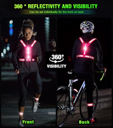 Led Light Up Running Vest Reflective Vest for runners night walking, Rechargeable Reflective Running Vest High Visibility - color: Pink