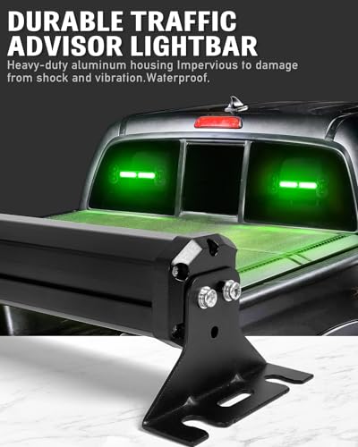 HLauto 1002L Emergency Strobe Traffic Advisor Light Bar: 40 LED Dash Safety Warning Flashing Light, Front/Rear Windshield Visor Lights for Construction Vehicle, Tow/Plow Truck (2x10.7inch, Green) - color: #10 Green