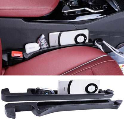 Car Seat Gap Filler 2 Pack, Auto Seat Side Gap Filler Organizer with Storage Slot & Hook, 3 in 1 Carseat Gap Spacer Plug Strip Universal Fit Car SUV Truck Fill The Gap Between Seats & Console, Black - color: Black, Hook