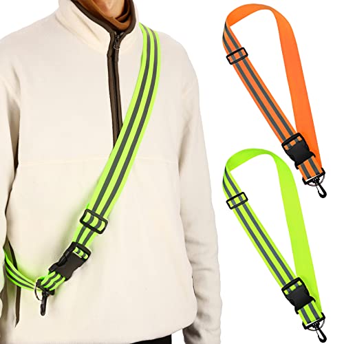 Saintrygo Reflective Sash for Walking at Night Running Gear Safety Reflective High Visibility Jacket Adjustable Sash for Walking Cycling at Night - color: Fluorescent Green, Orange