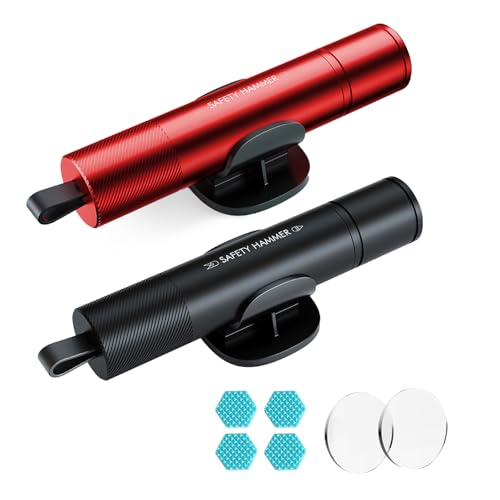 MOTORBUDDY Car Window Breaker Tool, 2-in-1 Window Breaker Seatbelt Cutter, Emergency Glass Breaker and Auto Escape Tool，Car Accessories - color: Black and Red