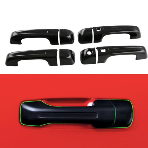 Car Door Handle Cover-Two Sensor for Dodge RAM 1500 TRX 2021-2024 Exterior Accessory Decoration (Pack of 8) (Gloss Black) - color: Gloss Black, size: Door Handle Cover-Two Sensor