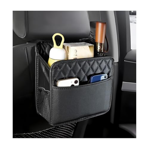 Car Seat Back Organizer, Waterproof Leather Hanging Backseat Organizer with Storage Pockets, Large Capacity Auto Trash Bag Collapsible Document Holder for Most Vehicles - color: 1pcs