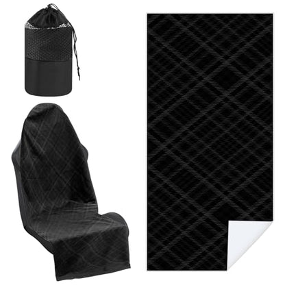 Hahafelt 2 Pack Car Seat Towel Covers with Storage Bag, 63 x 32 Inch Universal Non Slip Waterproof Sweat Protector for Car Truck, Gym Swimming Running, Machine Washable (Black Plaid) - style: Black Plaid