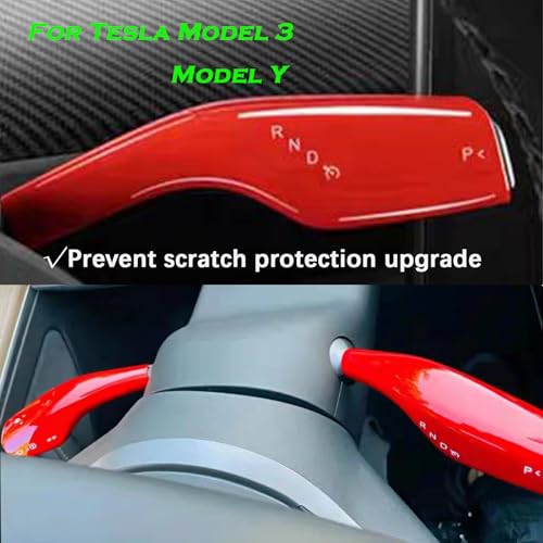 YHCDSEA Steering Lever Cover for Tesla Model 3/Y, Gear Shift Cover Accessory - Decorative Cover (Red) - style: Red